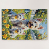 Westie Narcissen Tuin Kunst Legpuzzel (Horizontaal)