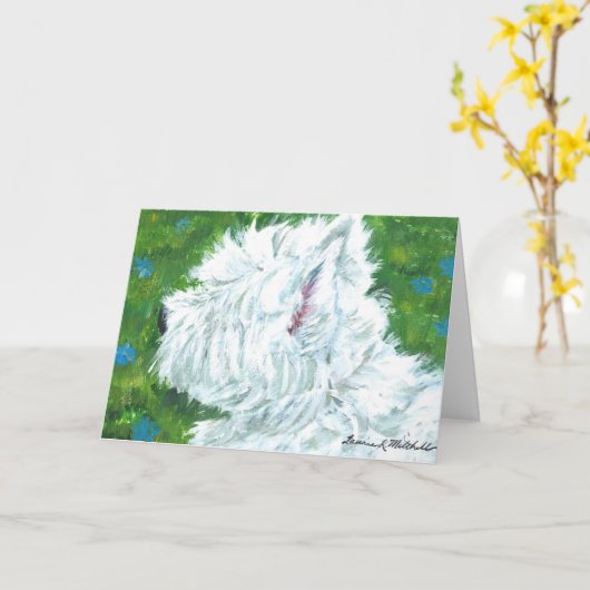 WESTIE Notecard Kaart (Gele Bloem)