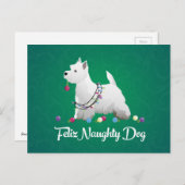 Westie of West Highland Terrier Feliz Naughty Dog Briefkaart (Voorkant / Achterkant)
