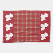 Westie op een rode tartan achtergrond theedoek (Horizontaal)