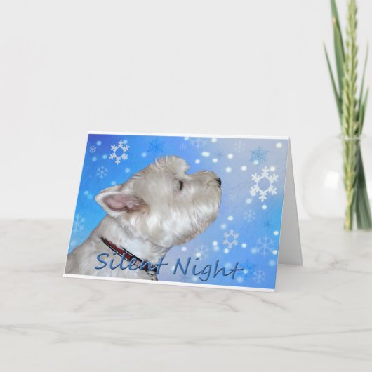 WESTIE OP EEN STILLE NACHT FEESTDAGEN KAART (Voorkant)