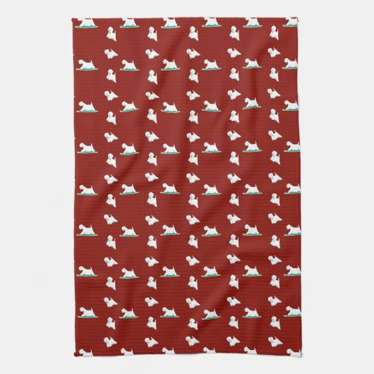 Westie op rood theedoek (Verticaal)