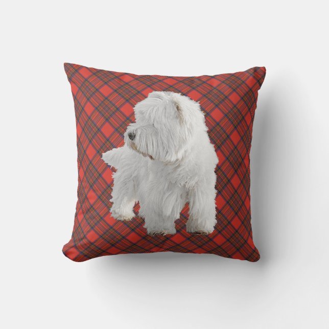 Westie op Schotse KUSSENLOP Kussen (Voorkant)