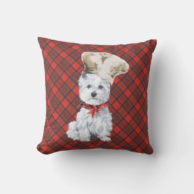 Westie op Schotse KUSSENLOPER Kussen (Voorkant)