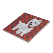 Westie op Schotse tegel Tegeltje (Zijkant)
