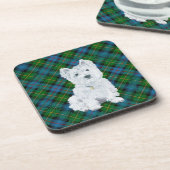 Westie op Tartan Bier Onderzetter (Linkerzijde)