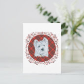 Westie op Tartan Briefkaart (Staand voorkant)
