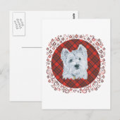 Westie op Tartan Briefkaart (Voorkant / Achterkant)