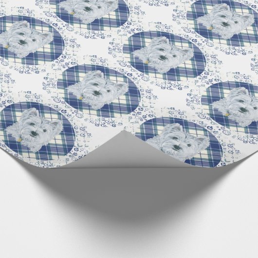 Westie op Tartan Cadeaupapier (Hoek)