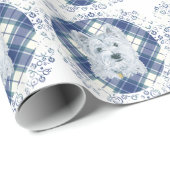 Westie op Tartan Cadeaupapier (Rol Hoek)