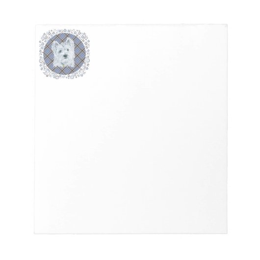 Westie op Tartan Notitieblok (Voorkant)