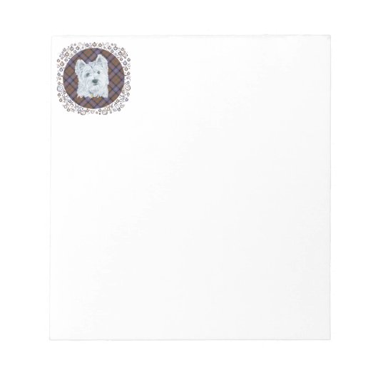 Westie op Tartan Notitieblok (Voorkant)