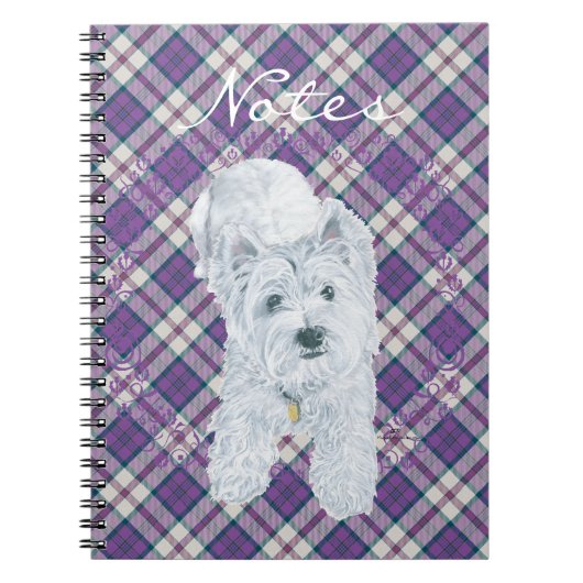 Westie op Tartan Notitieboek (Voorkant)