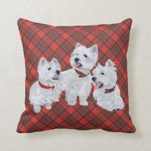 Westie op Tartan PILLOW Kussen