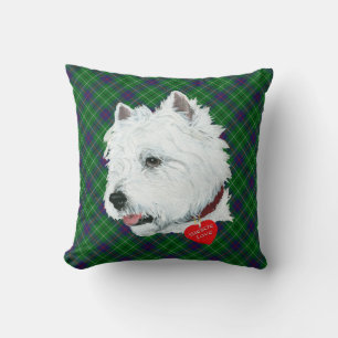 Westie op Tartan PILLOW Kussen