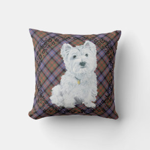 Westie op Tartan PILLOW Kussen