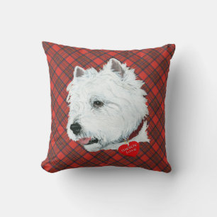 Westie op Tartan PILLOW Kussen