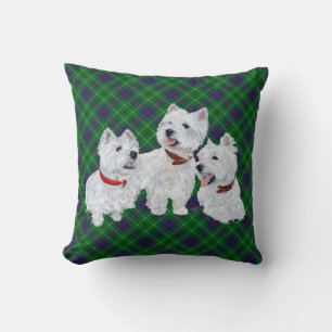 Westie op Tartan PILLOW Kussen
