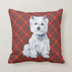 Westie op Tartan PILLOW Kussen