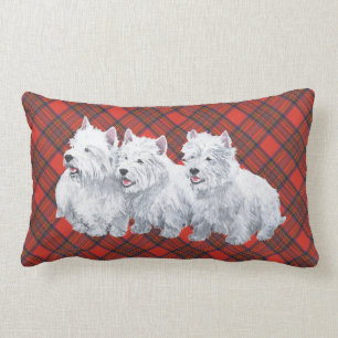 Westie op Tartan PILLOW Kussen