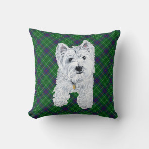 Westie op Tartan PILLOW Kussen