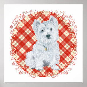 Westie op Tartan Poster