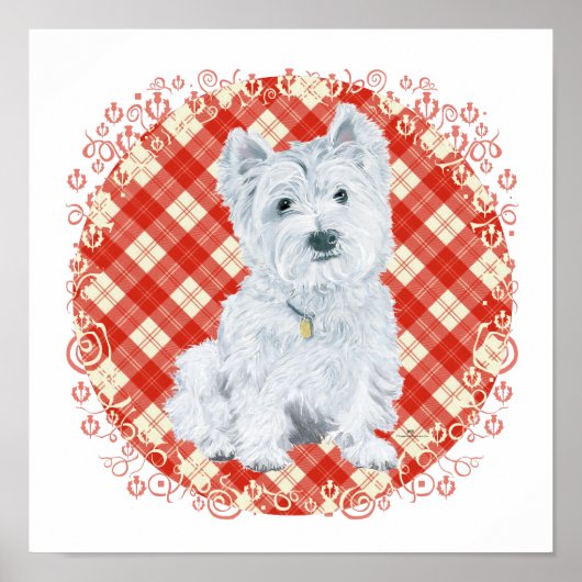 Westie op Tartan Poster (Voorkant)