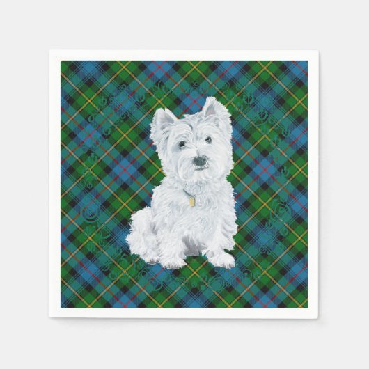 Westie op Tartan Servetten (Voorkant)