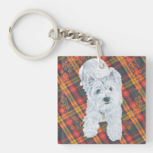 Westie op Tartan Sleutelhanger