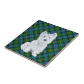 Westie op Tartan Tegeltje (Zijkant)