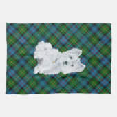 Westie op Tartan Theedoek (Horizontaal)