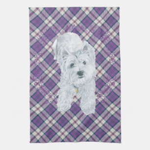 Westie op Tartan Theedoek