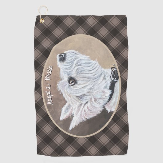 Westie Opzoeken Profiel B Golfhanddoek (Voorkant)