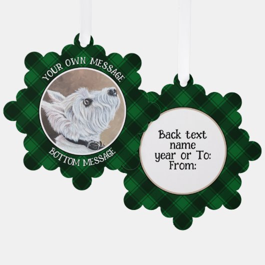 Westie Opzoeken Profiel B Ornament Kaart (Voorkant / Achterkant)