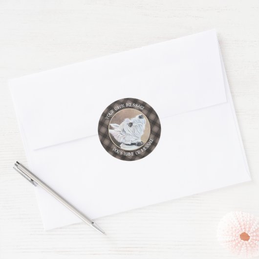 Westie Opzoeken Profiel B Ronde Sticker (Envelop)