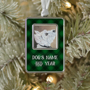 Westie Opzoeken Profiel B Verzilverd Omlijst Ornament