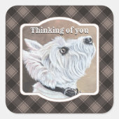 Westie Opzoeken Profiel B Vierkante Sticker (Voorkant)