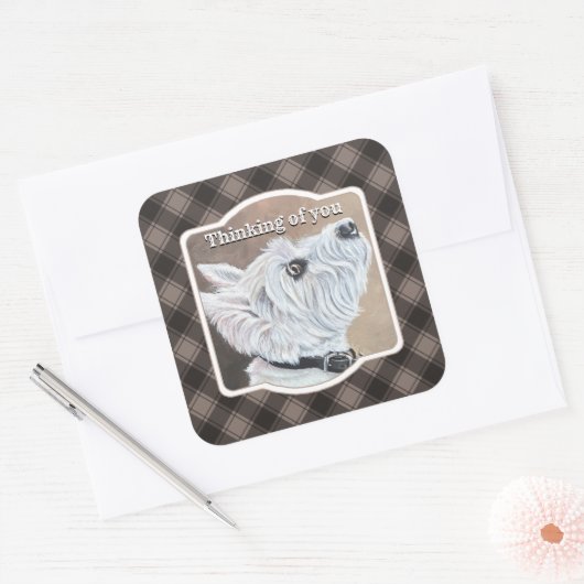 Westie Opzoeken Profiel B Vierkante Sticker (Envelop)