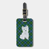 Westie over Tartan Bagagelabel (Voorkant verticaal)