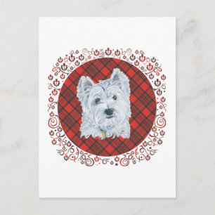 Westie over Tartan Briefkaart