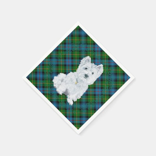 Westie over Tartan Servetten (Hoek)
