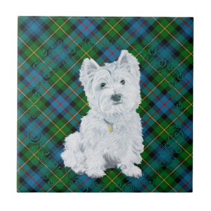 Westie over Tartan Tegeltje