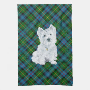 Westie over Tartan Theedoek