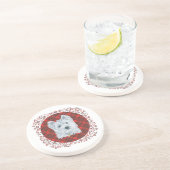 Westie over Tartan Zandsteen Onderzetter (Zijkant)