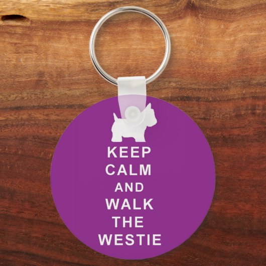 Westie paarse kerstcadeau sleutelhanger (Voorkant)