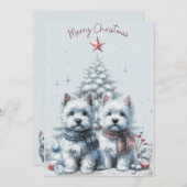 Westie Pair Vrolijke Kerst Kaart (Voorkant / Achterkant)