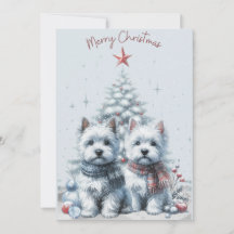 Westie Pair Vrolijke Kerst Kaart