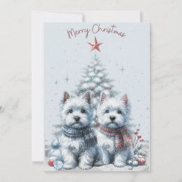 Westie Pair Vrolijke Kerst Kaart