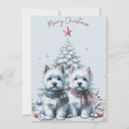 Westie Pair Vrolijke Kerst Kaart