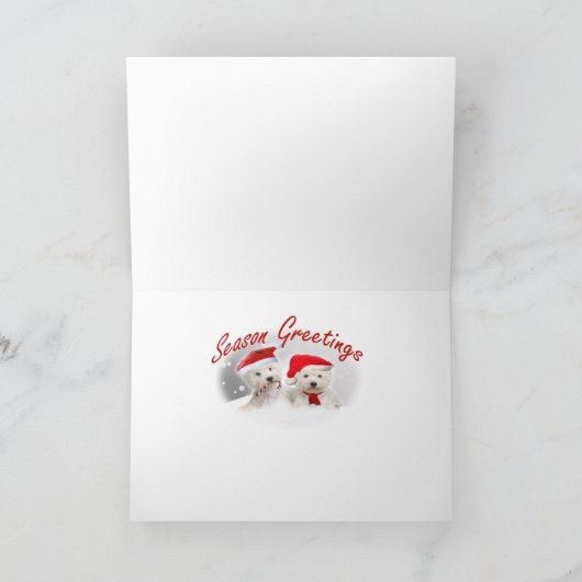 Westie Pals genieten van kerstdag sleeën Feestdagen Kaart (Binnen)